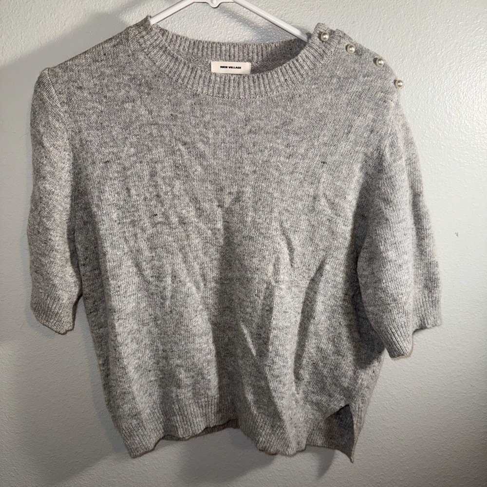 Stylish Gray Button-Shoulder Sweater